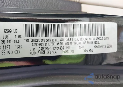 2018 Dodge Durango Sxt Rwd из США, поврежденный, VIN 1C4RDHAG1JC404494